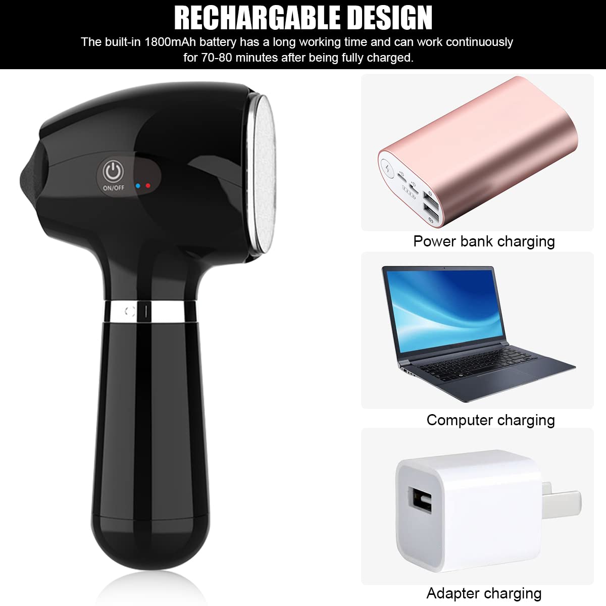 MAYCREATE Callus Remover Electronic Tool Kit for Feet with 2 Roller Head Quartz Nanoglass Grinding Bit-Black MAYCREATE Callus Remover Electronic Tool Kit for Feet with 2 Roller Head Quartz Nanoglass Grinding Bit-Black